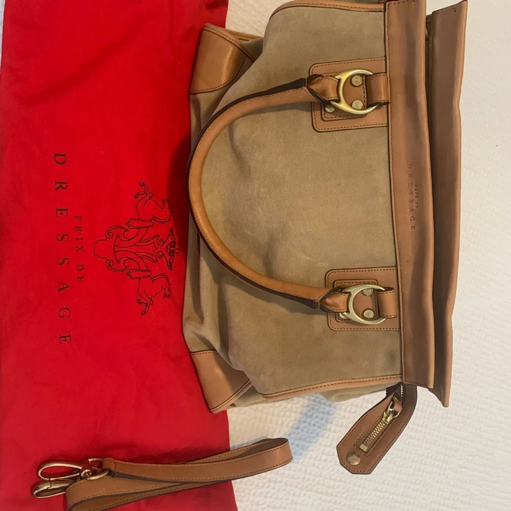 Prix de Dressage Suede & Leather Satchel — Tan/Camel - Picture 6 of 15